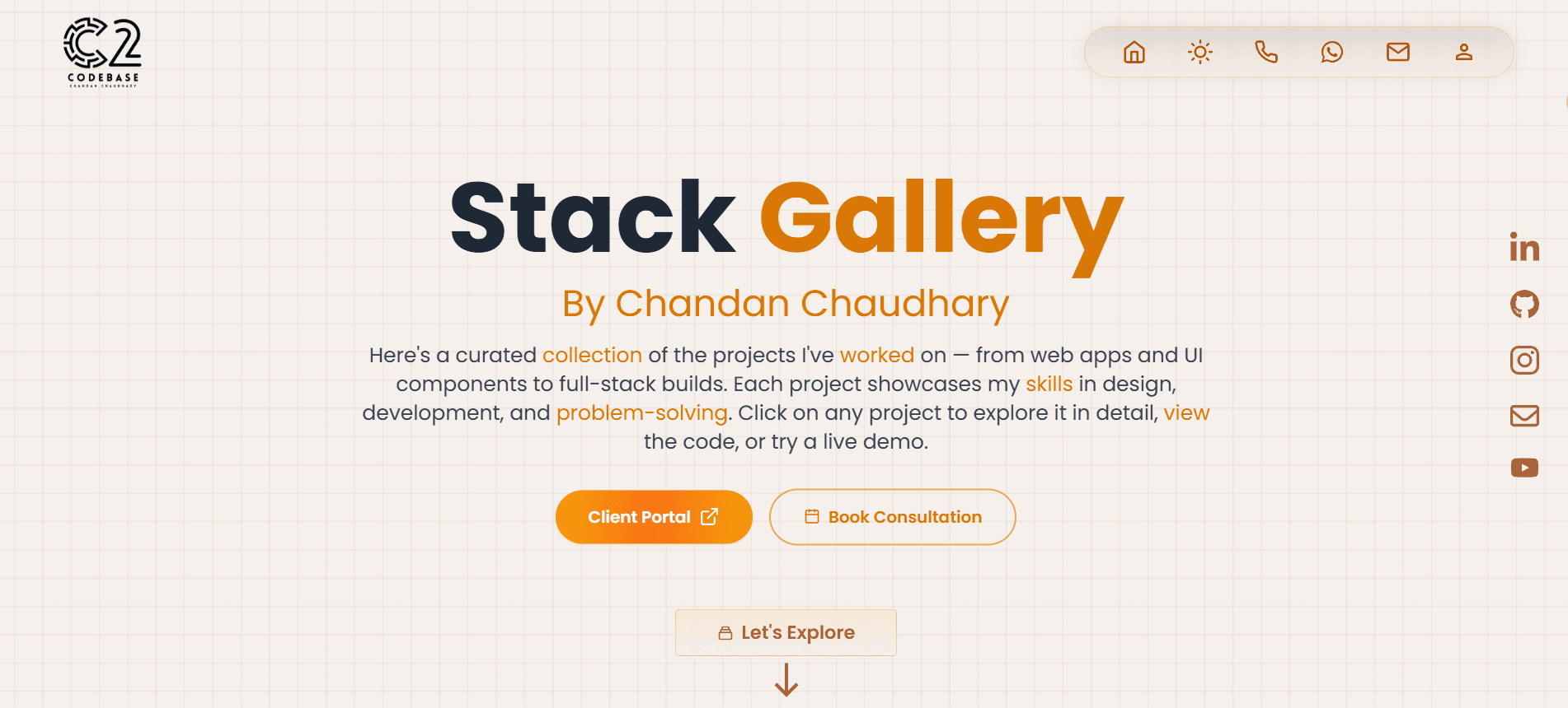 Stack Gallery home page — a curated collection of Chandan Chaudhary's projects