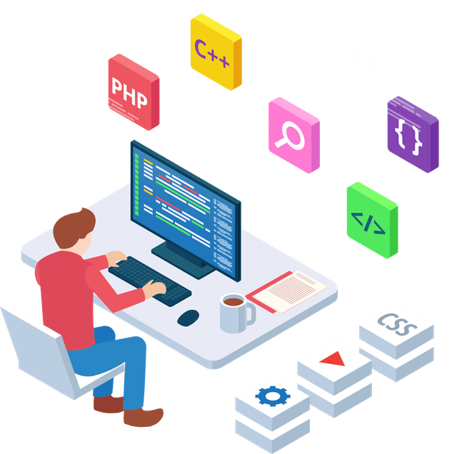 Illustration of a developer at work